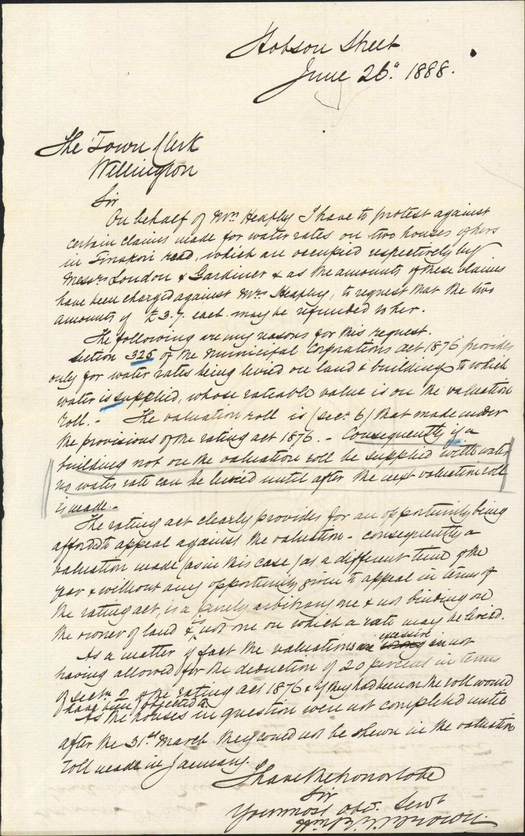 Mrs Heaphy's water rates - W R E Brown