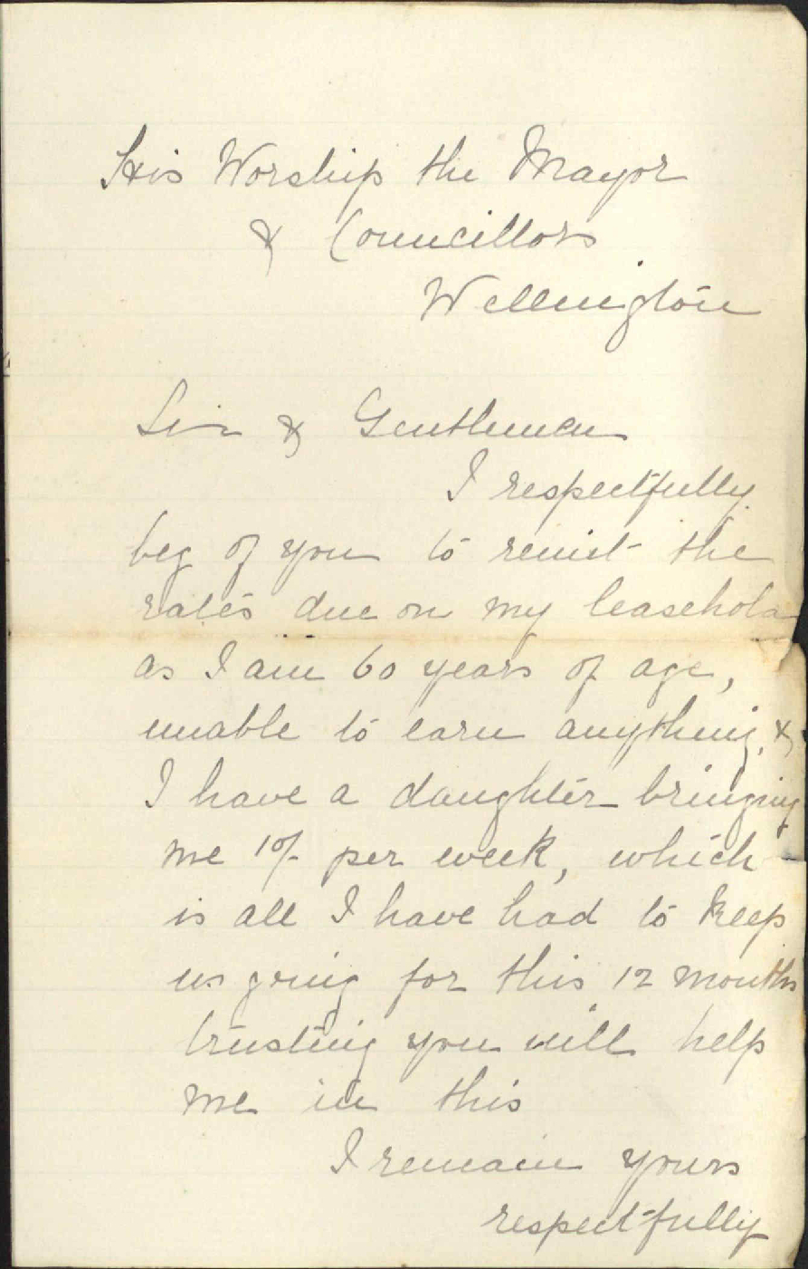 Asking for remission of rates - Mrs Crawford