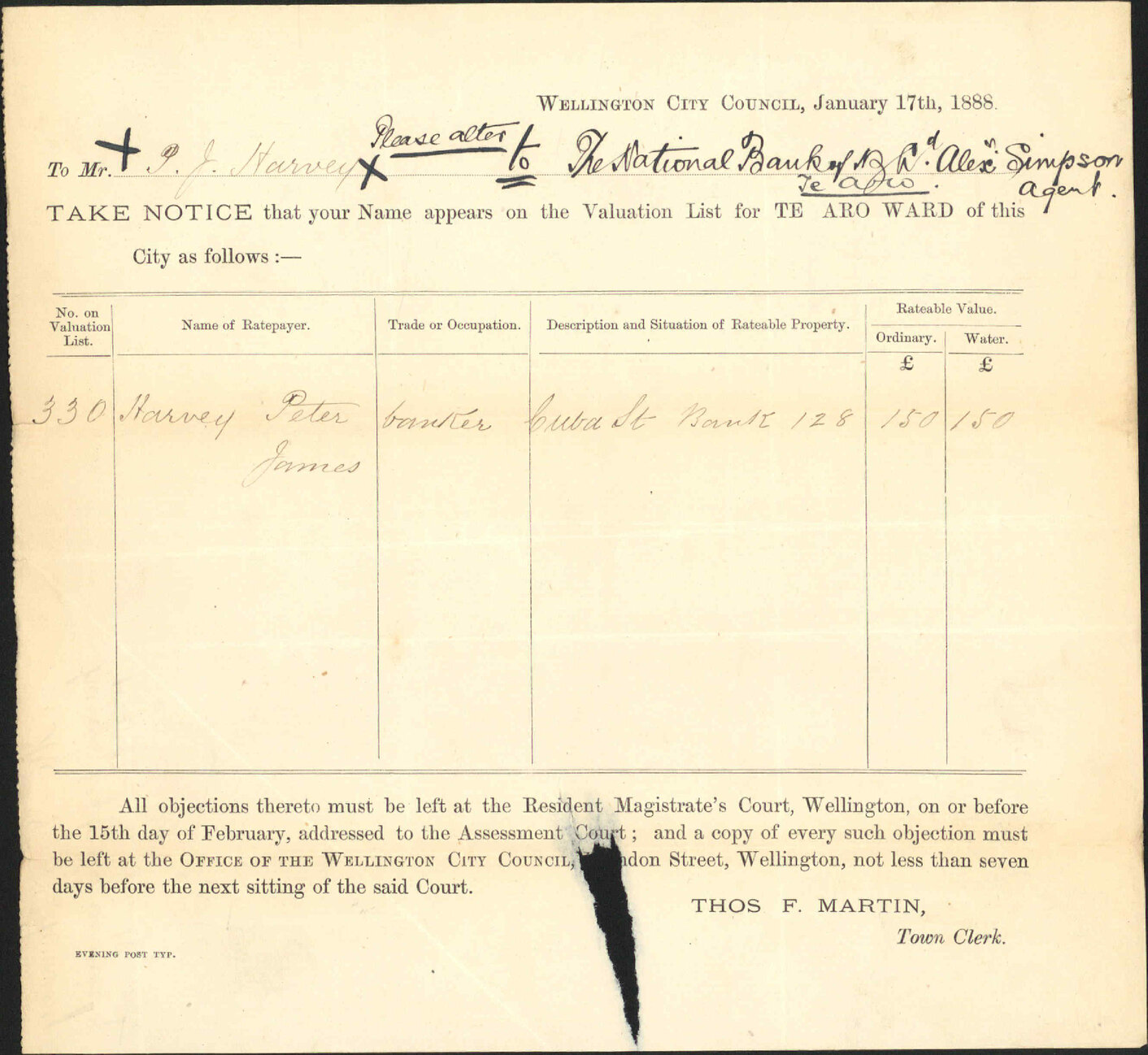 Application to be placed on Burgess Roll - A Simpson