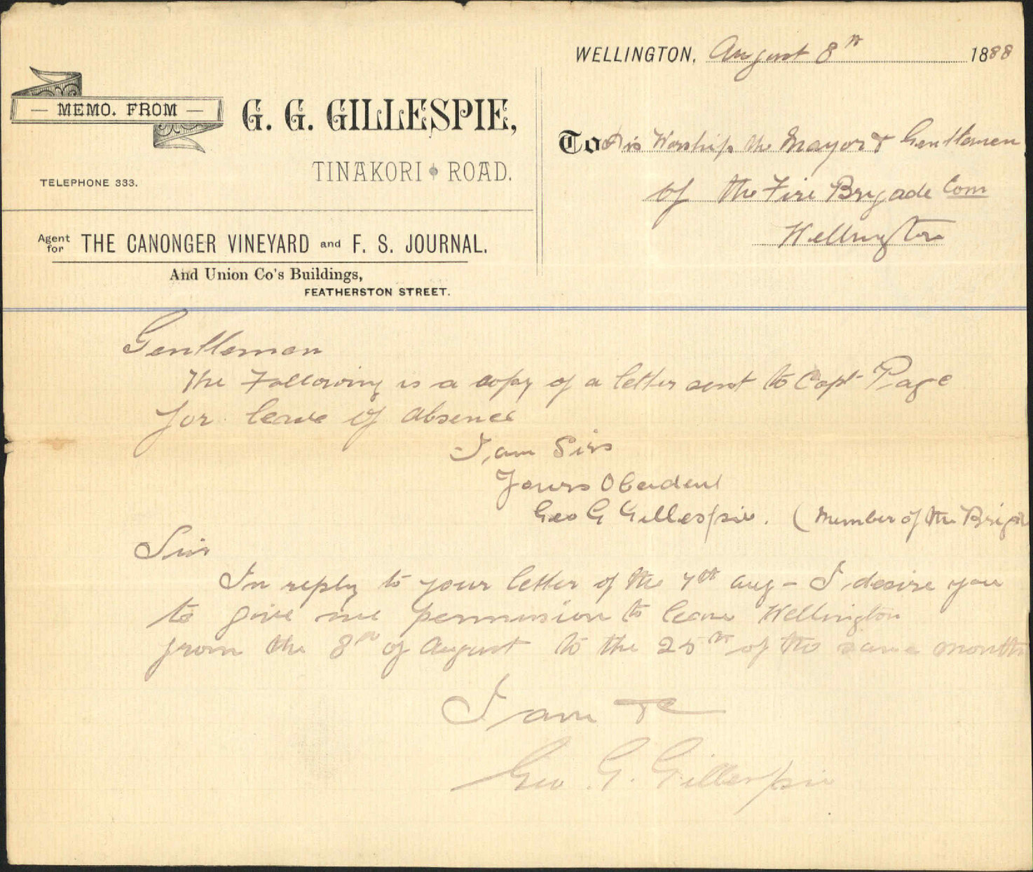Fire brigade - G G Gillespie
