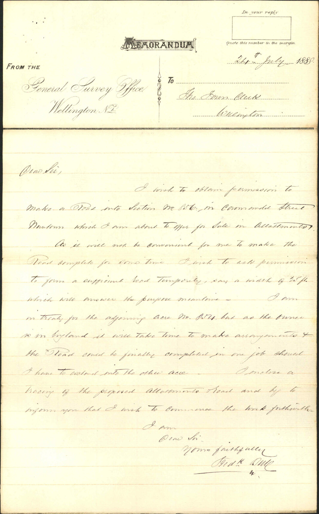 Asking consent to formation of right of way - J Bull