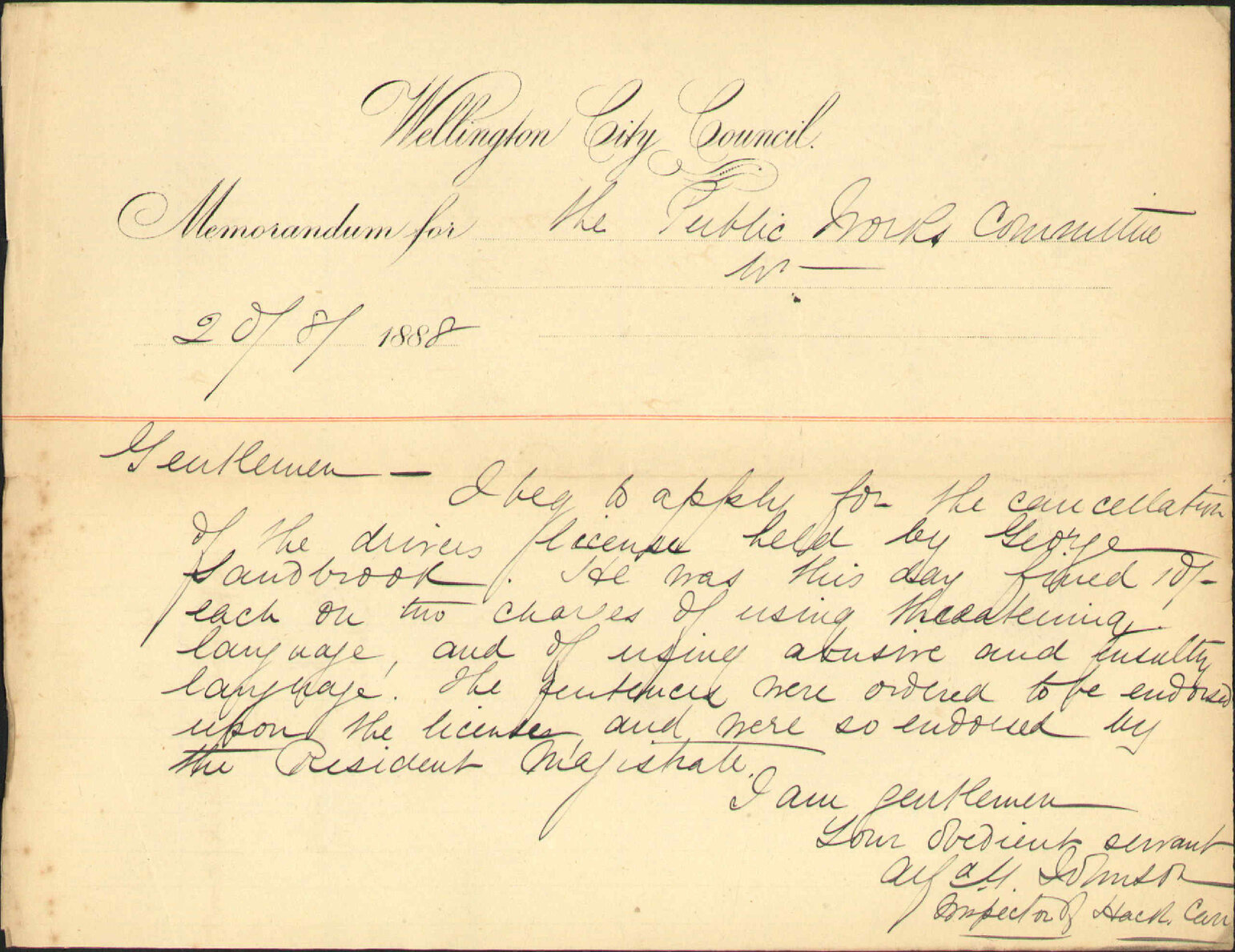 George Sandbrook cabdriver - Inspector of Hackney-carriages
