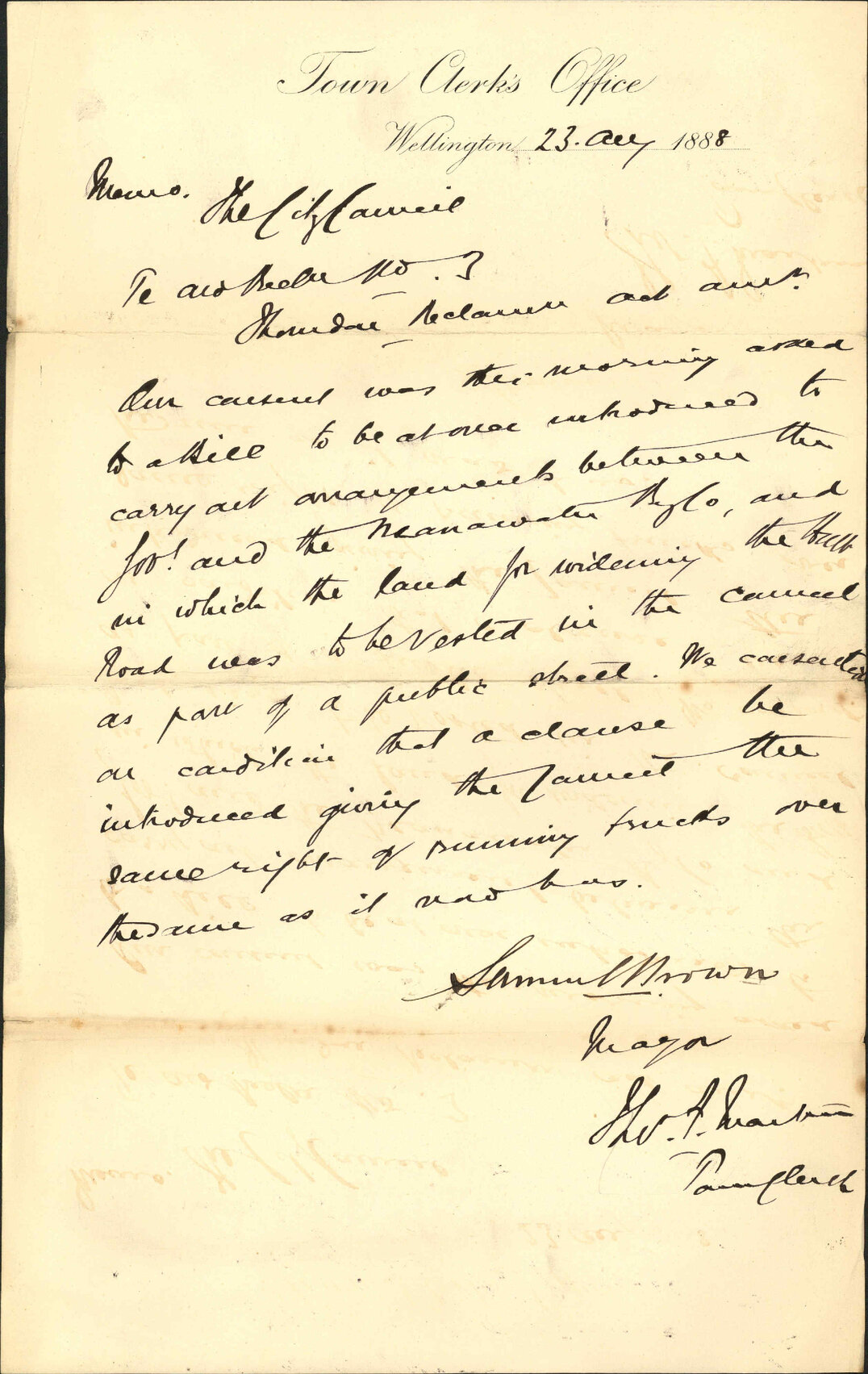 Thorndon Reclamation Act Amendment - The Mayor and Town Clerk