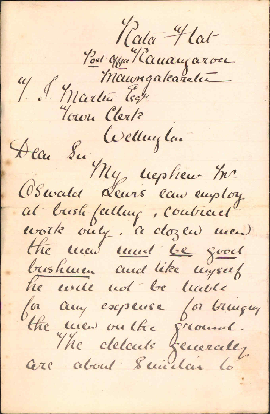 Further regarding work for unemployed - E Lewis