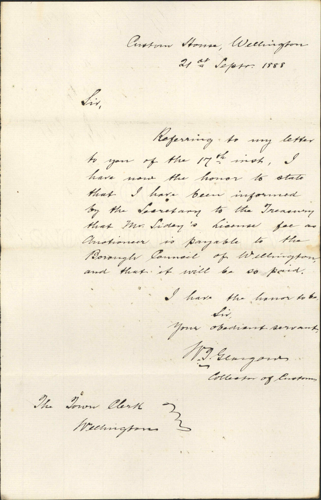 Further regarding F Sidey's auctioneer's license - Collector of Customs