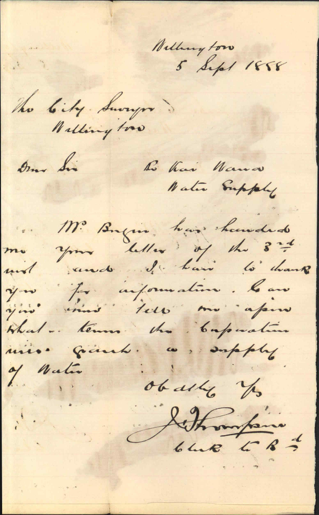 Kaiwarra water supply - J Thompson