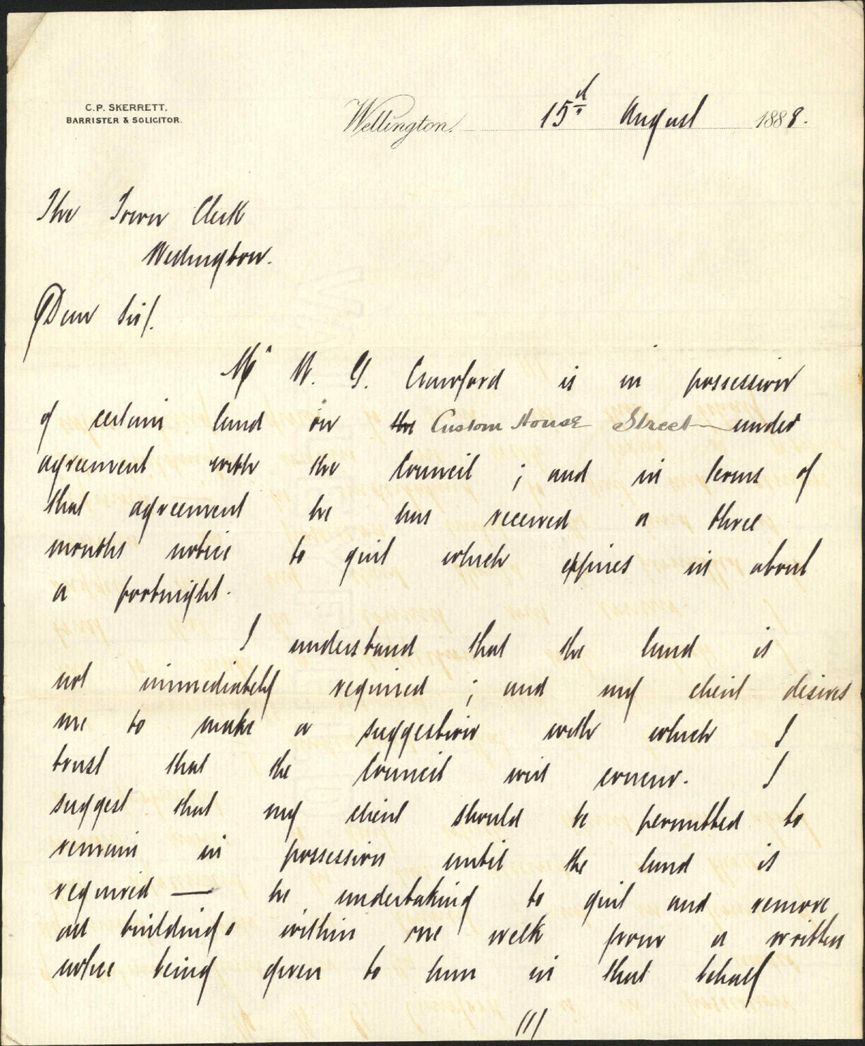 W G Crawford and Farish Street notice - C P Skerrett