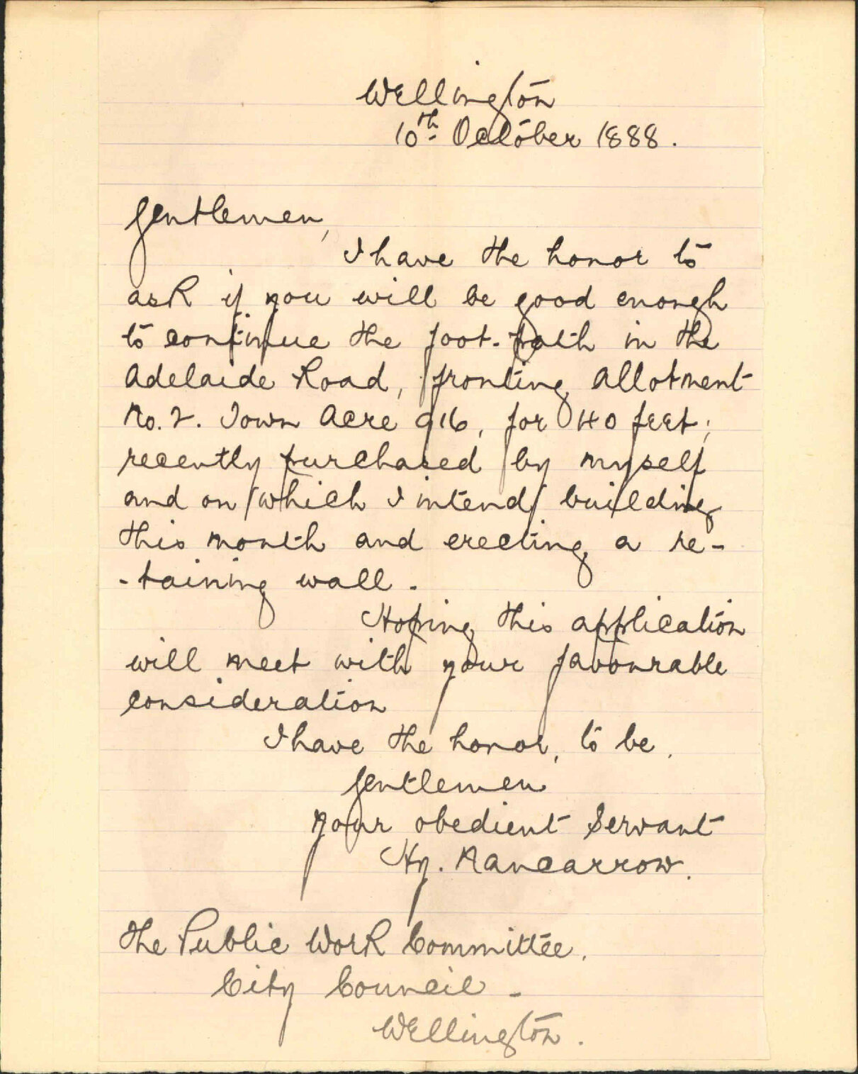 Asking for continuation of footpath at Adelaide Road - Henry Nancarrow