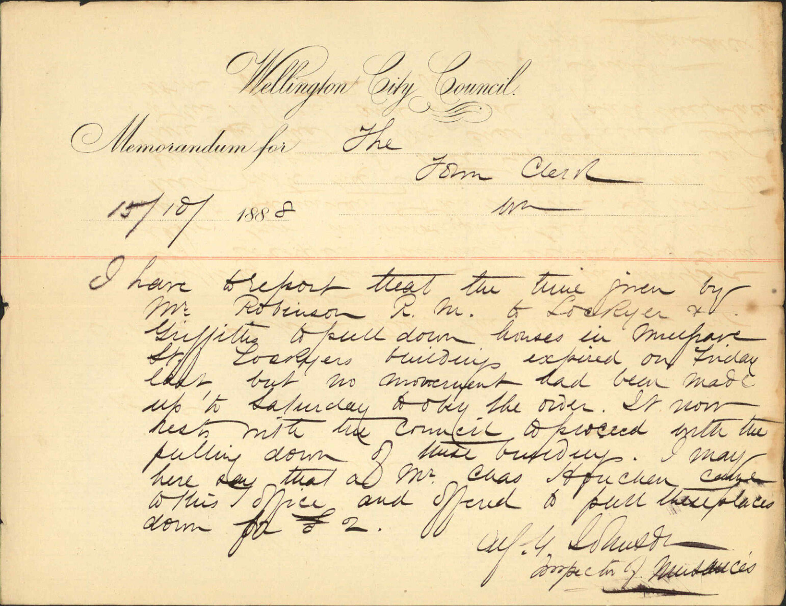 Houses to be pulled down, Mulgrave Street - Inspector of Nuisances