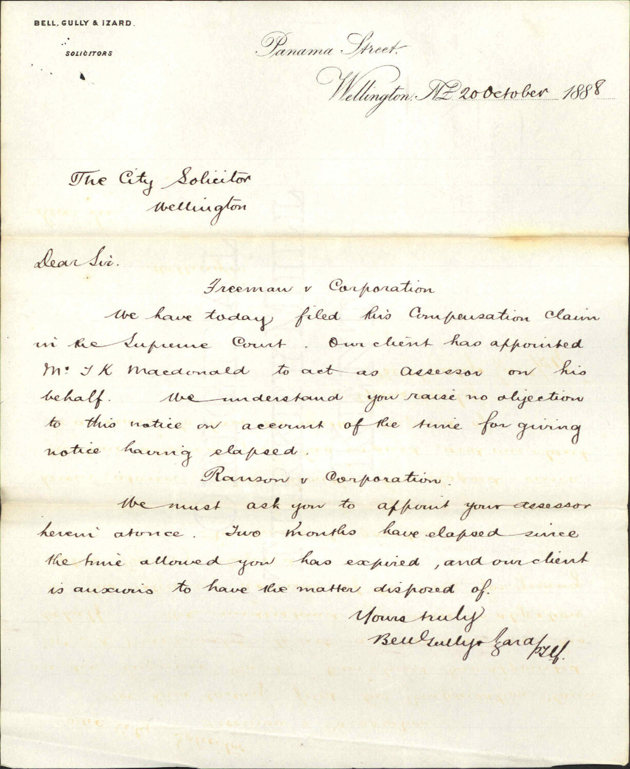 Freeman versus Corporation, Ranson versus Corporation - Bell, Gully and Izard