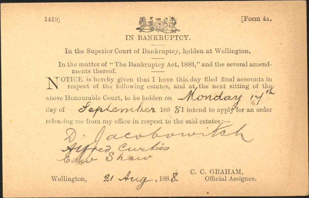 Bankruptcy notices - Official Assignee
