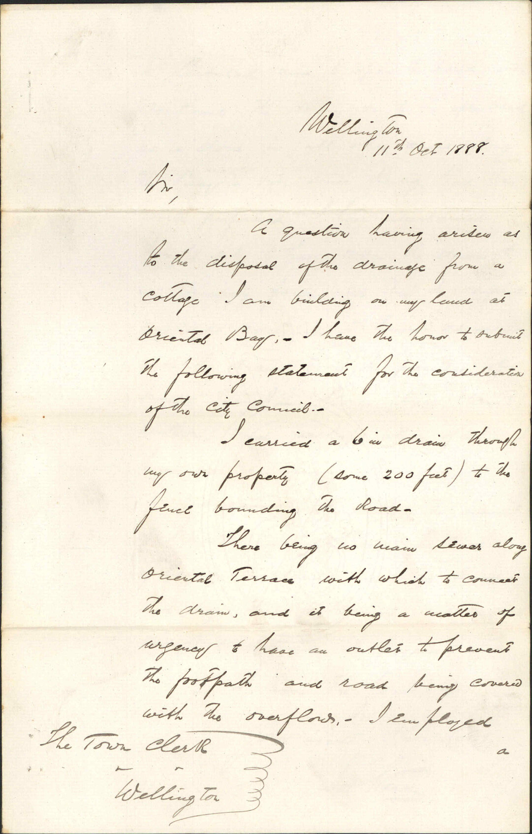 Drain at his property, Oriental Bay - F Stevens