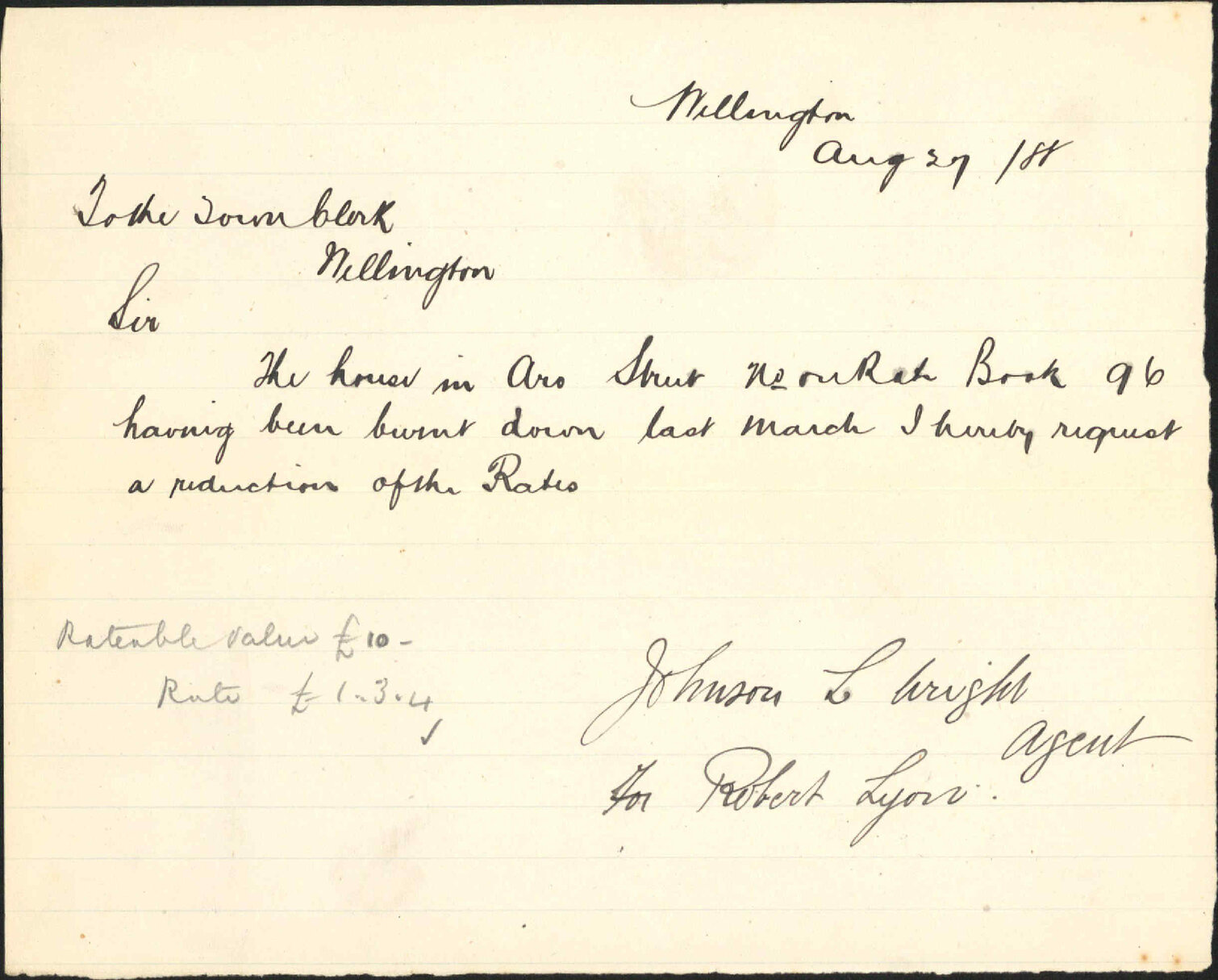 Asking exemption from payment of rates - Robert Lyon