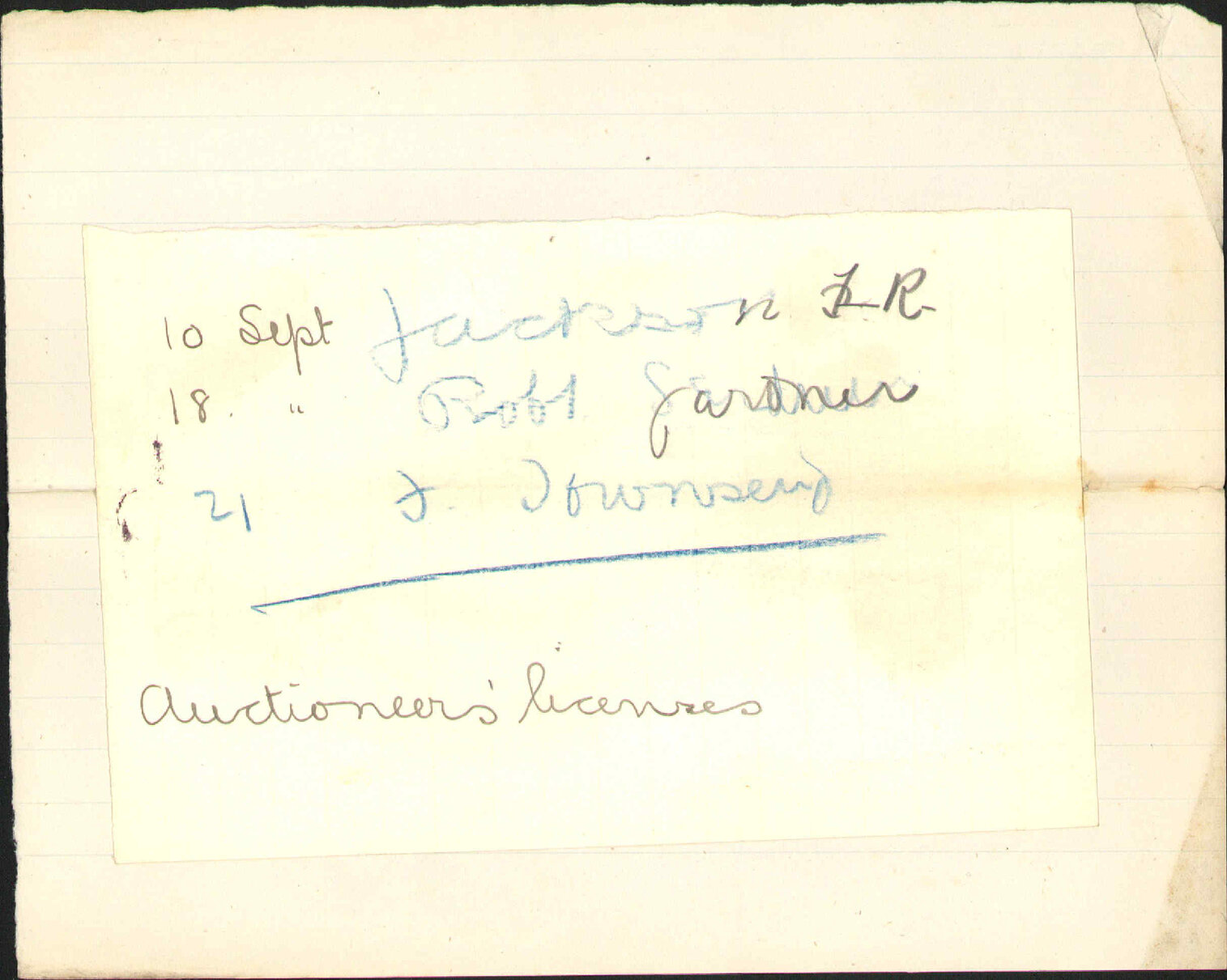Auctioneers' licenses - Collector of Customs