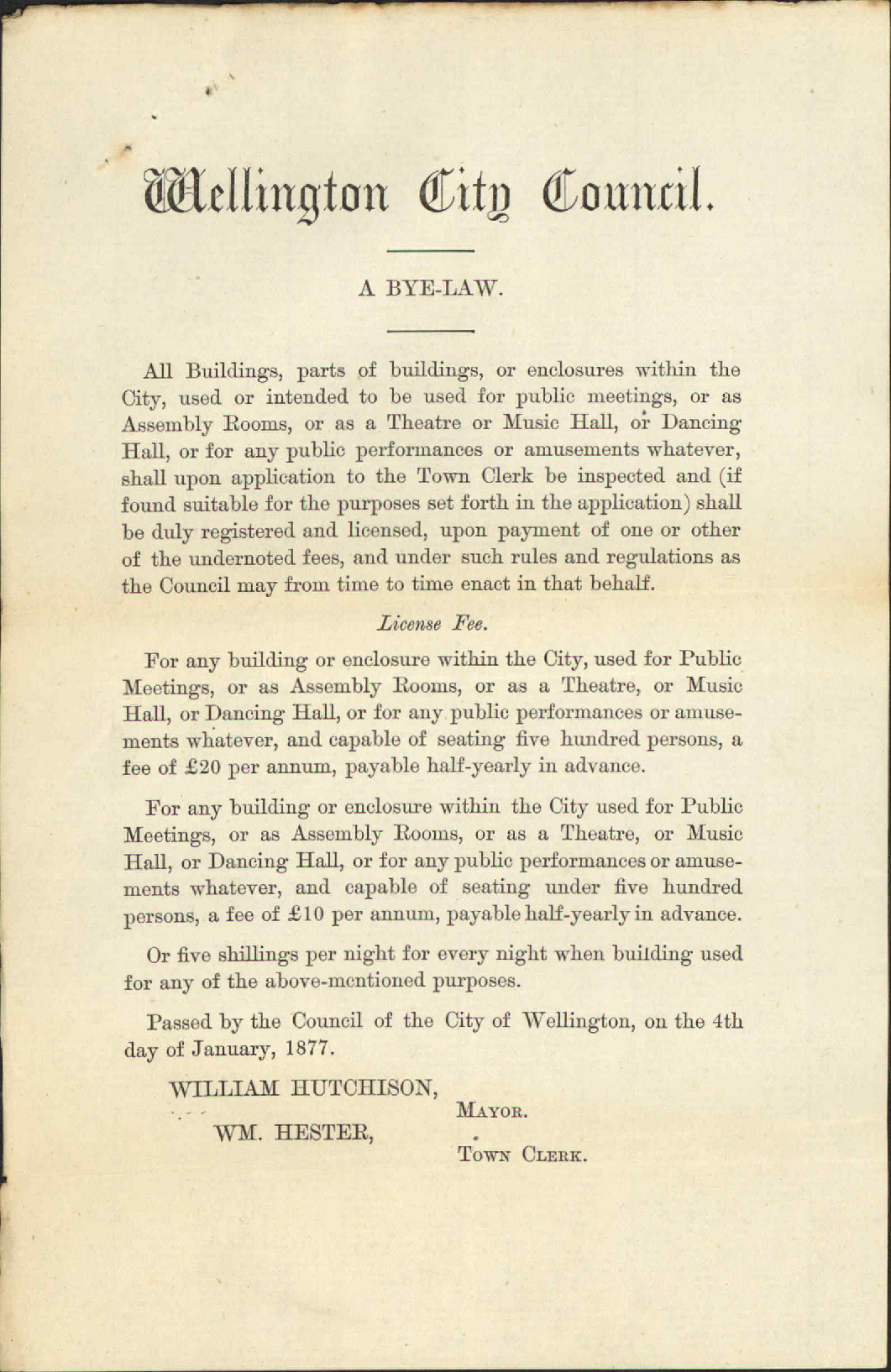 Application for Public Hall license - J K Macdonald and Company