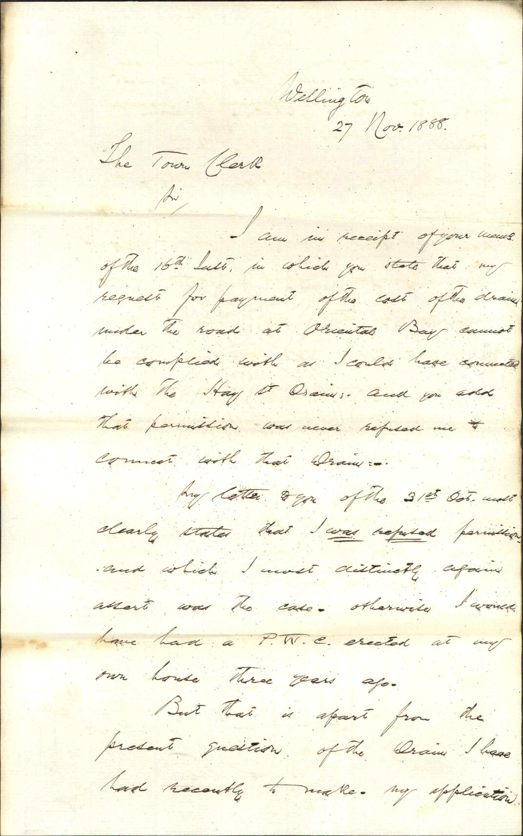 Further regarding drainage at his premises - F Stevens