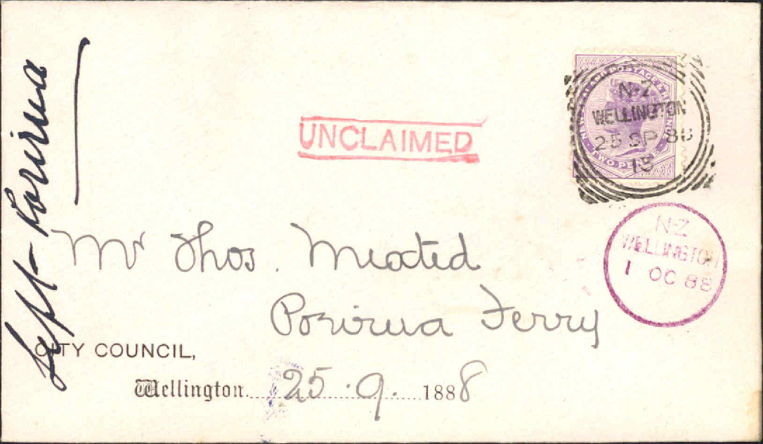 Reply regarding Thomas Mexted - Postmaster, Porirua