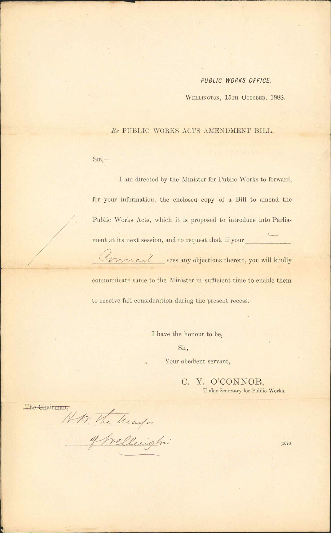 Public Works amendment act - Public Works Department