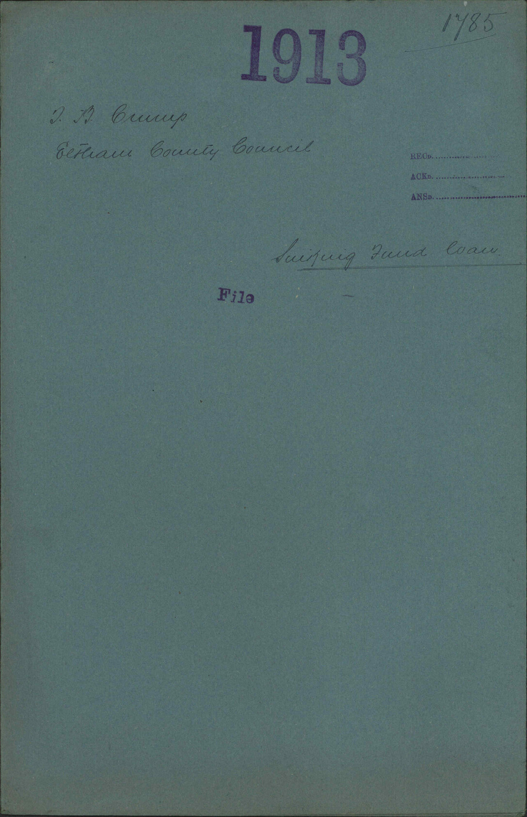 Sinking Fund loan - T B Crump, Eltham County Council