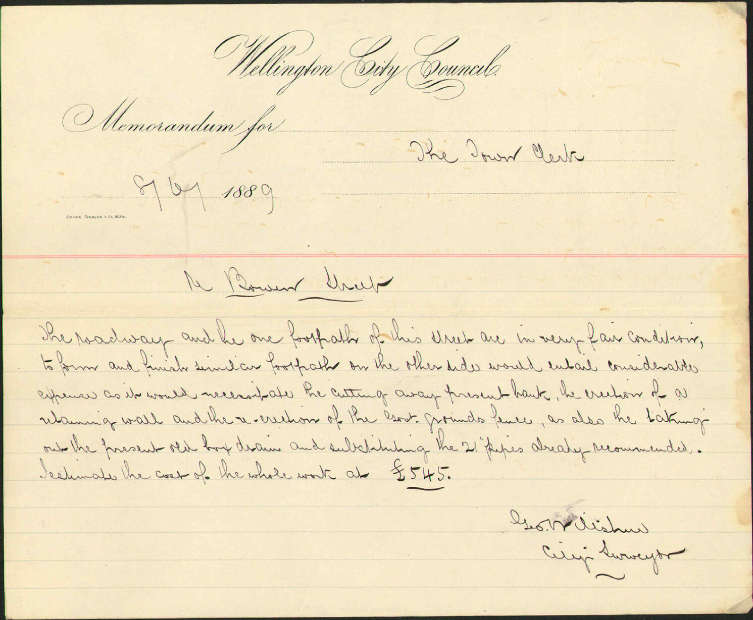 Report regarding Bowen Street - City Surveyor