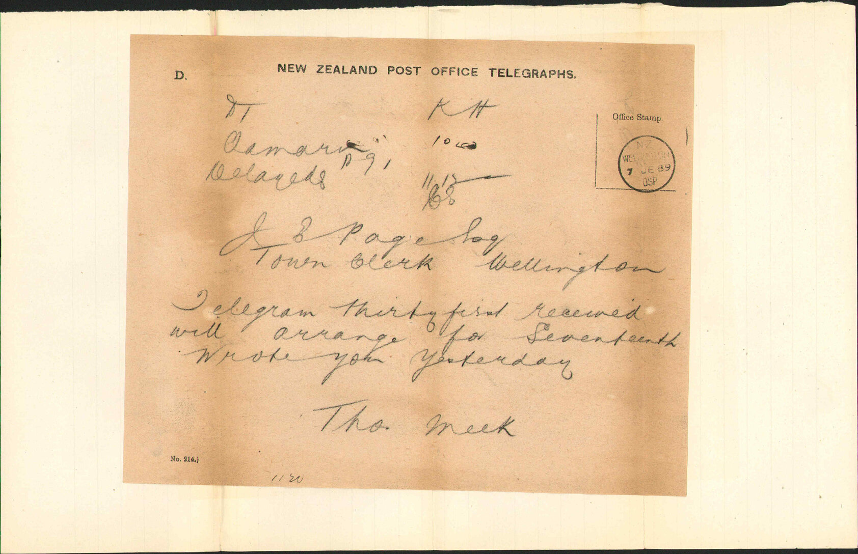 Will attend on the 17th - Thomas Meek