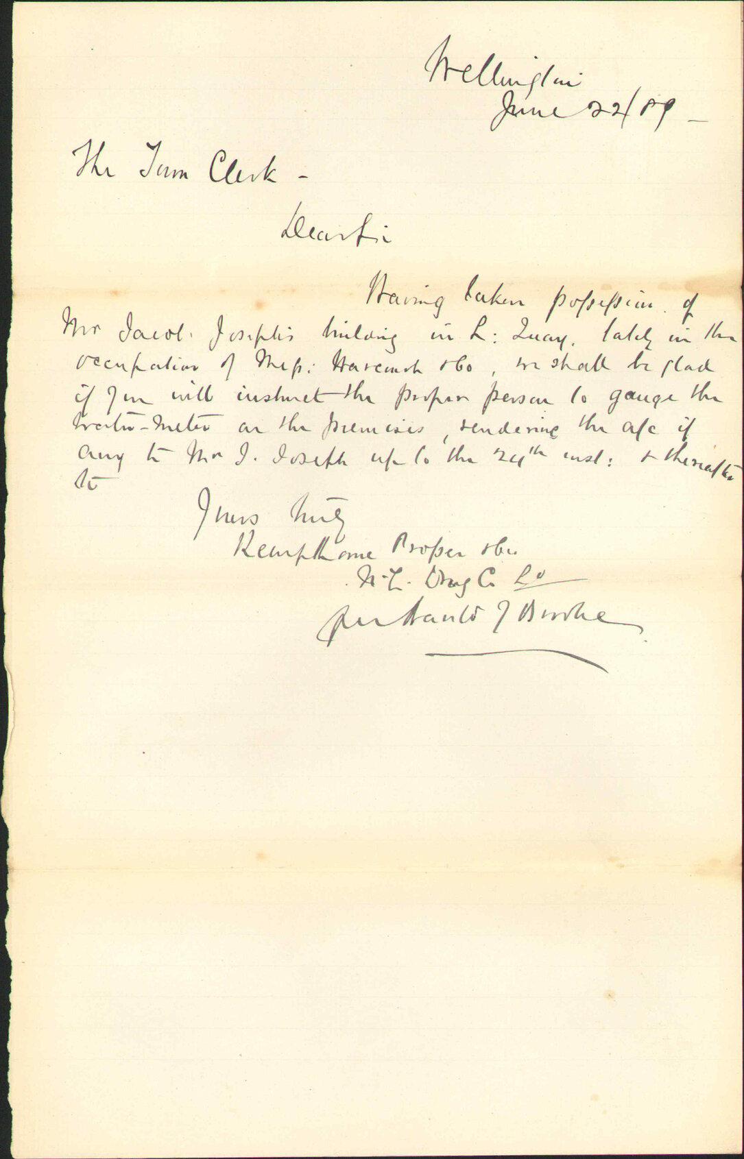 Water at their store, Lambton Quay - Kempthorne, Prosser and Co