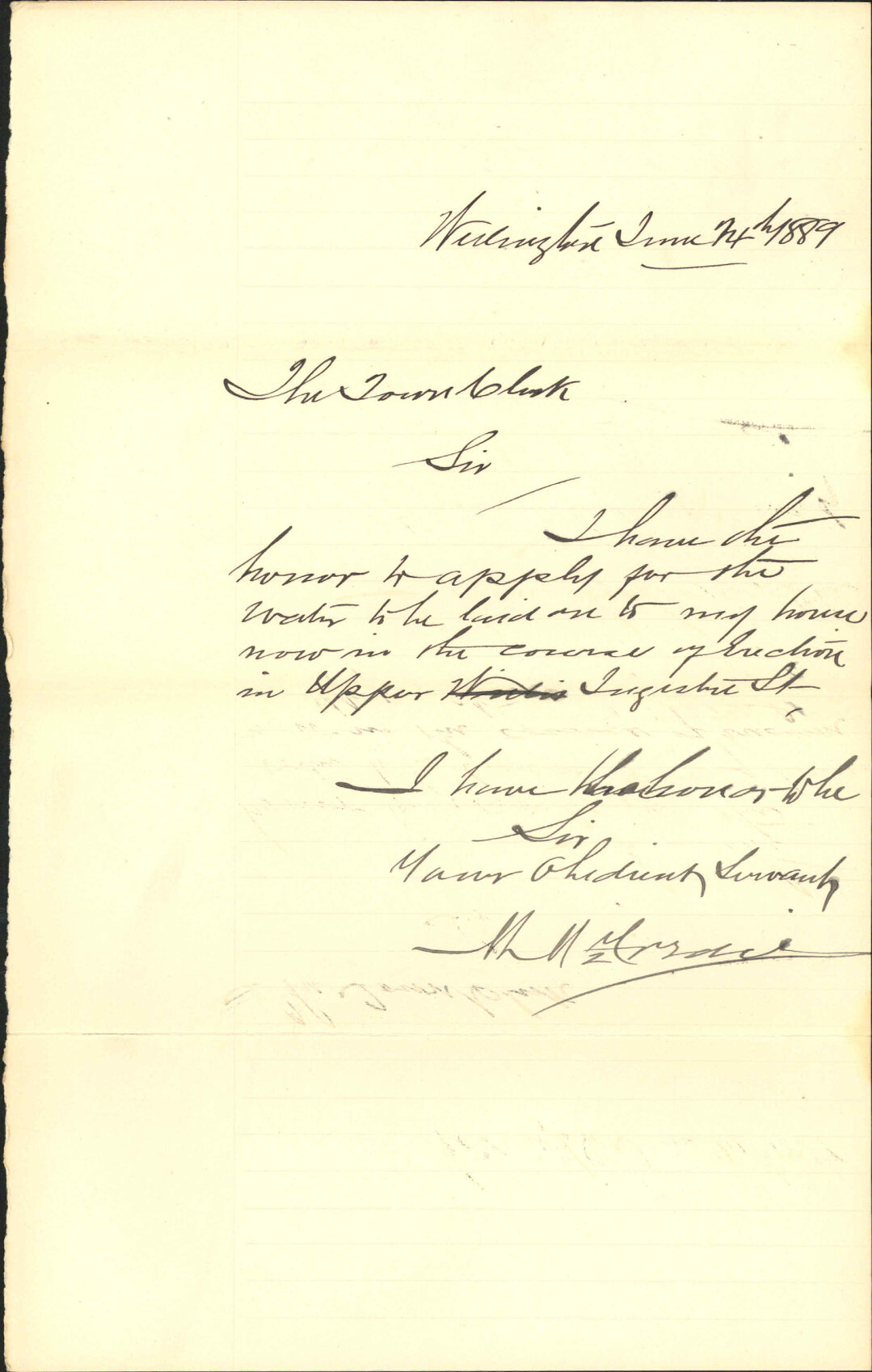 Asking for water service at Ingestre Street - M McCredie