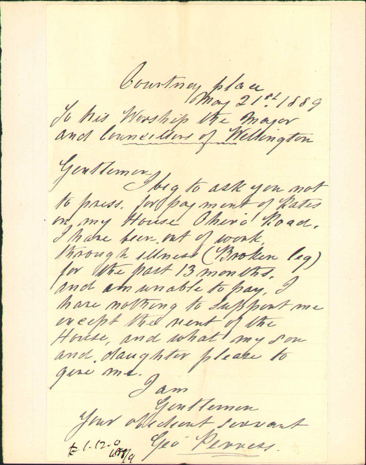 Asking time for payment of rates - George Perress