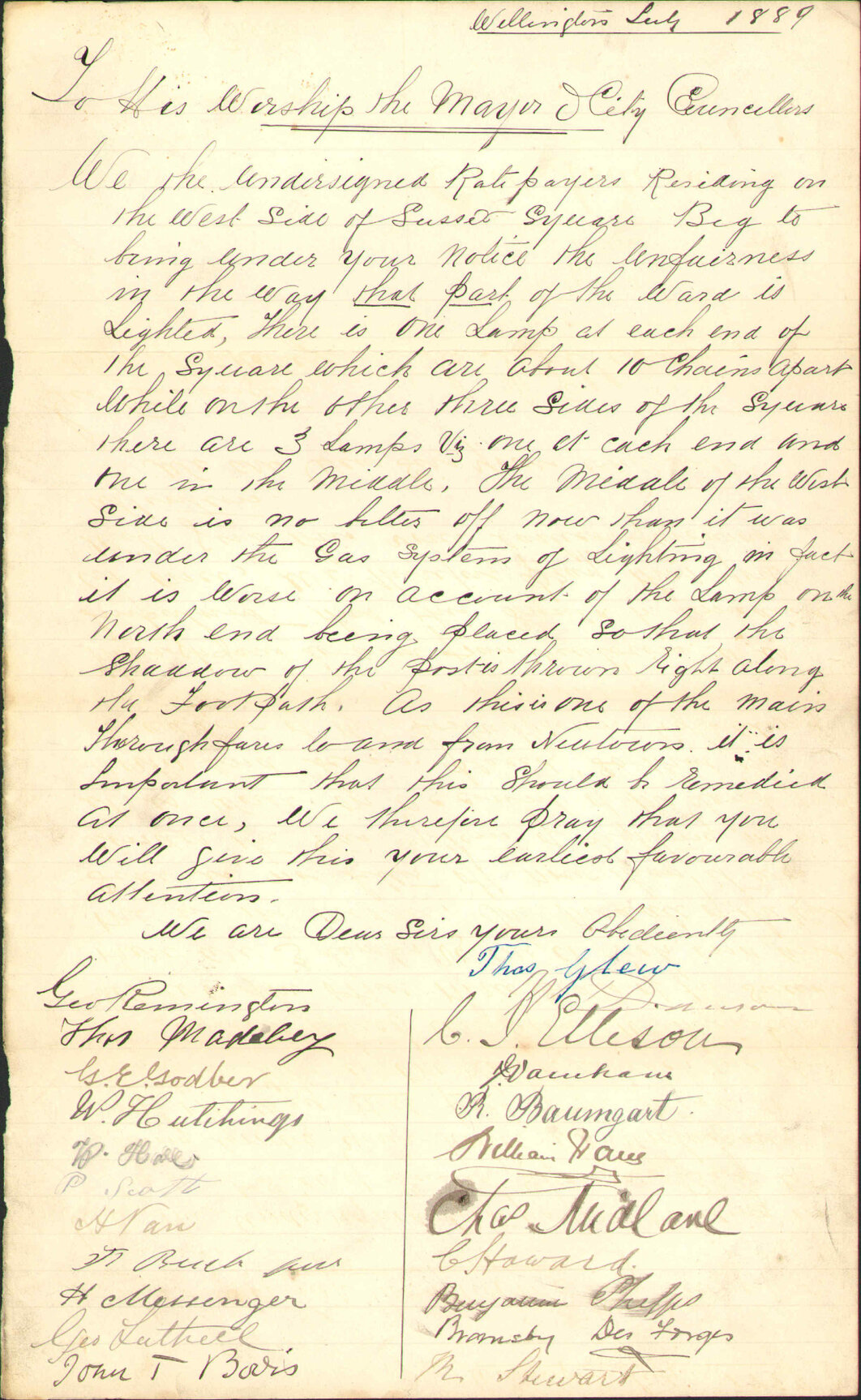 Asking for lamp in Sussex Square - Thomas Madeley and others