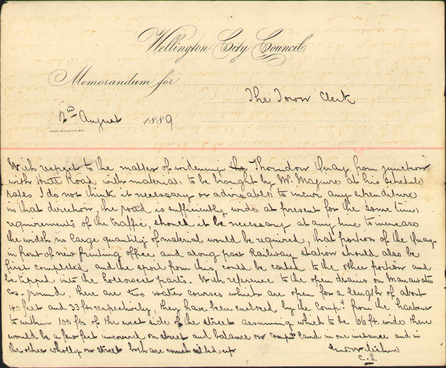 Thorndon Quay and Railway Company's drains - City Surveyor