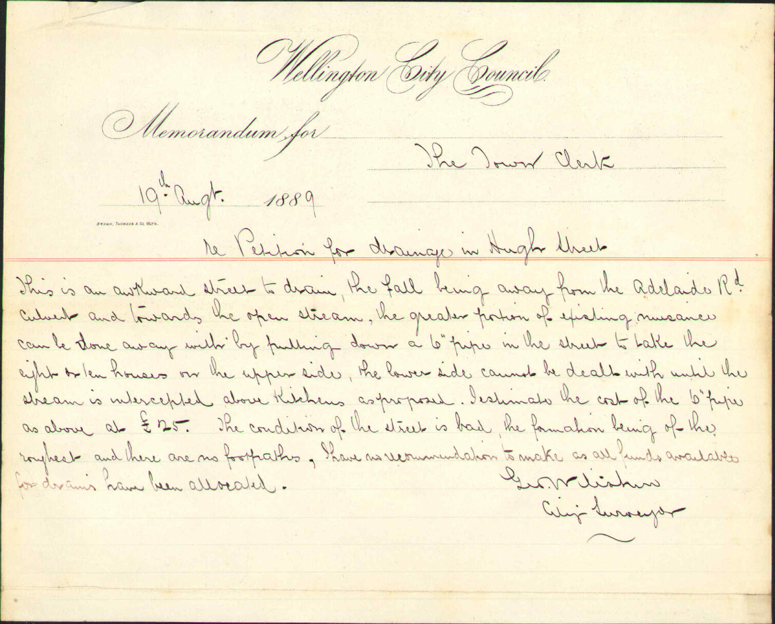 Asking for works at Hugh Street - Thomas Power and others