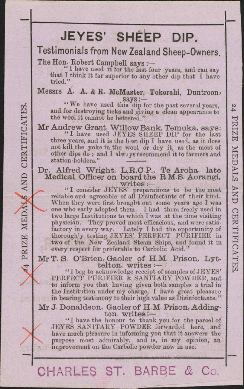 Offering disinfectant for sale - Charles St Barbe &amp; Co