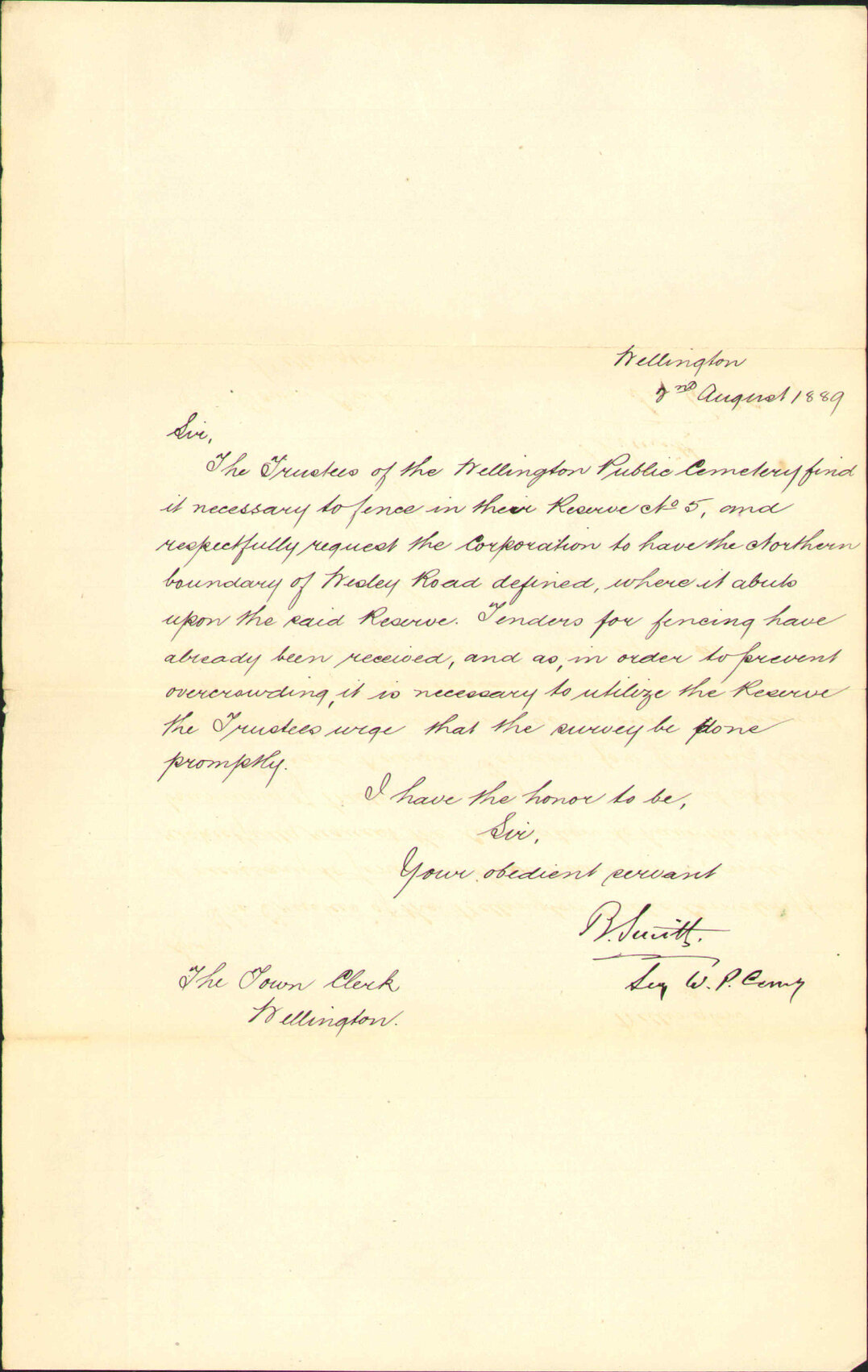 Asking for line of Wesley Road - Wellington Public Cemetery Trustees