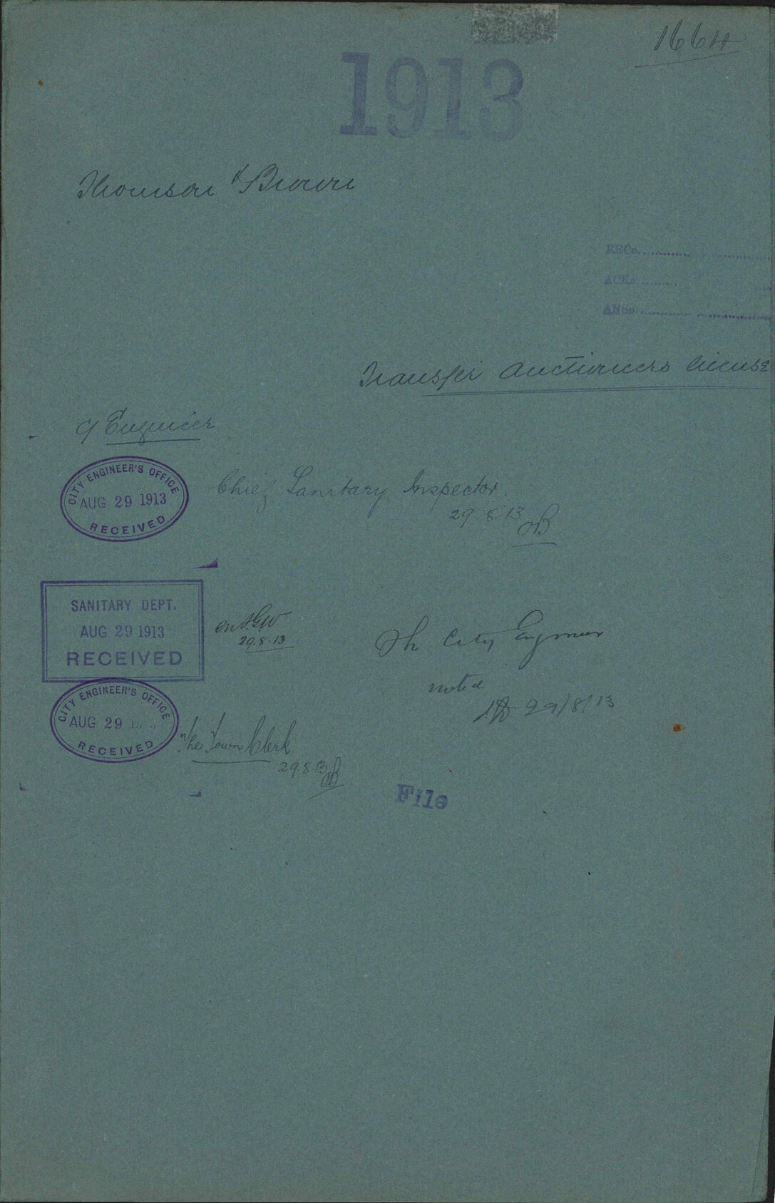 Transfer, Auctioneer's license - Thomson and Brown