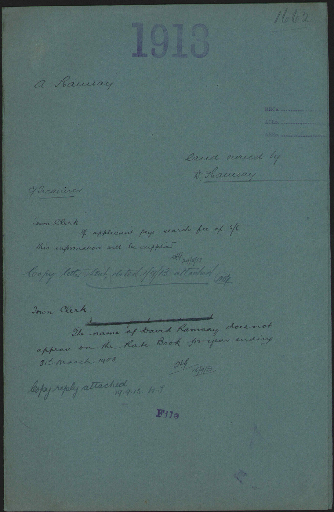 Land owned by D Ramsey - A Ramsey
