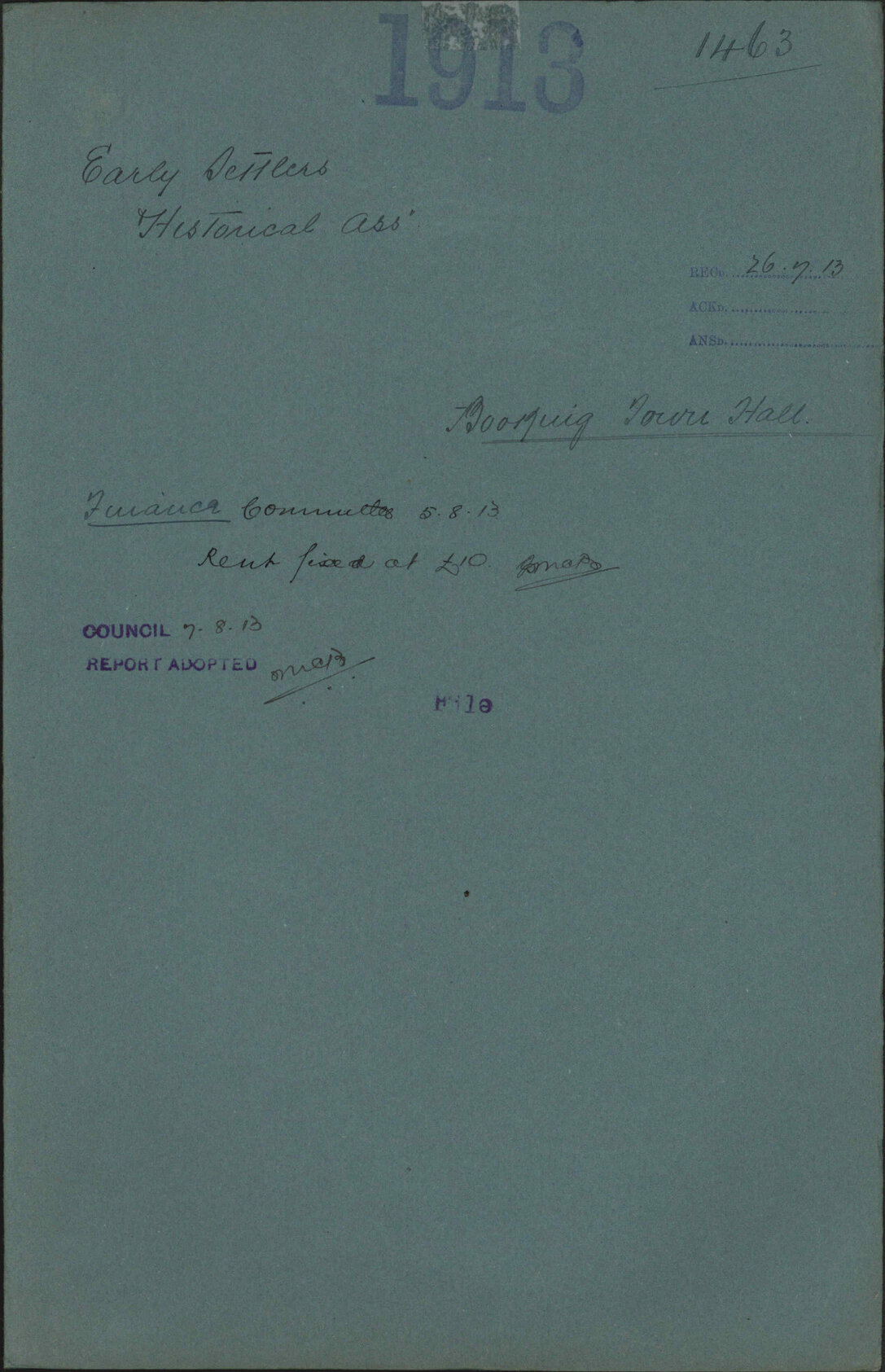 Booking Town Hall - Early Settlers and Historical Association