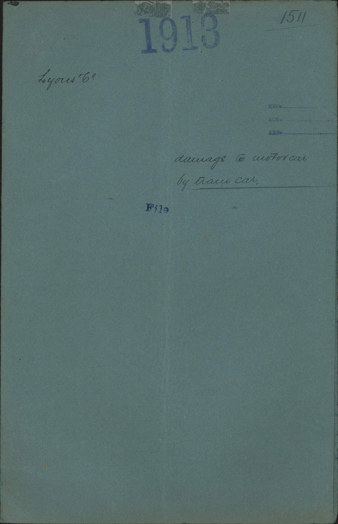 Damage to motor car by tram car - Lyons &amp; Co
