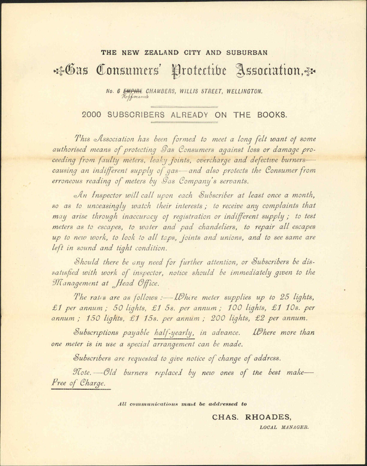 Asking council to subscribe - Gas Consumers Association