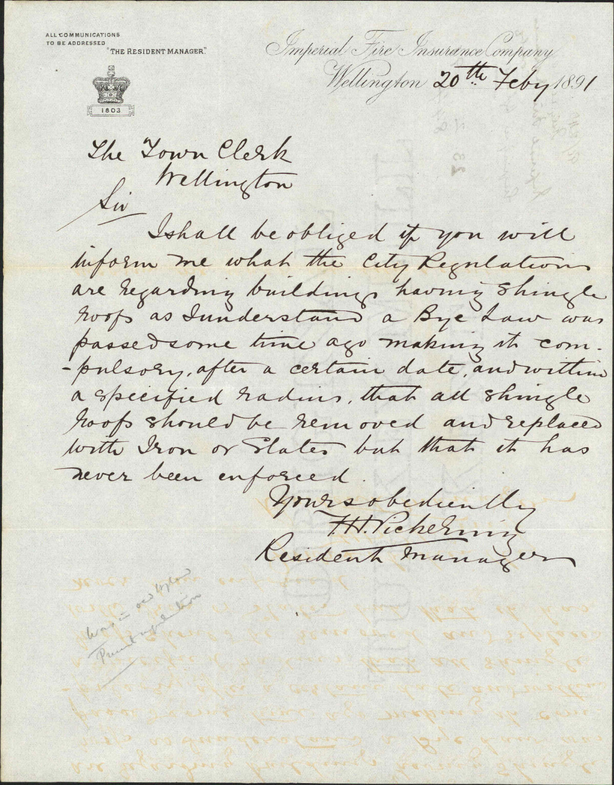 Enquiry regarding bylaws - Imperial Fire Insurance Company