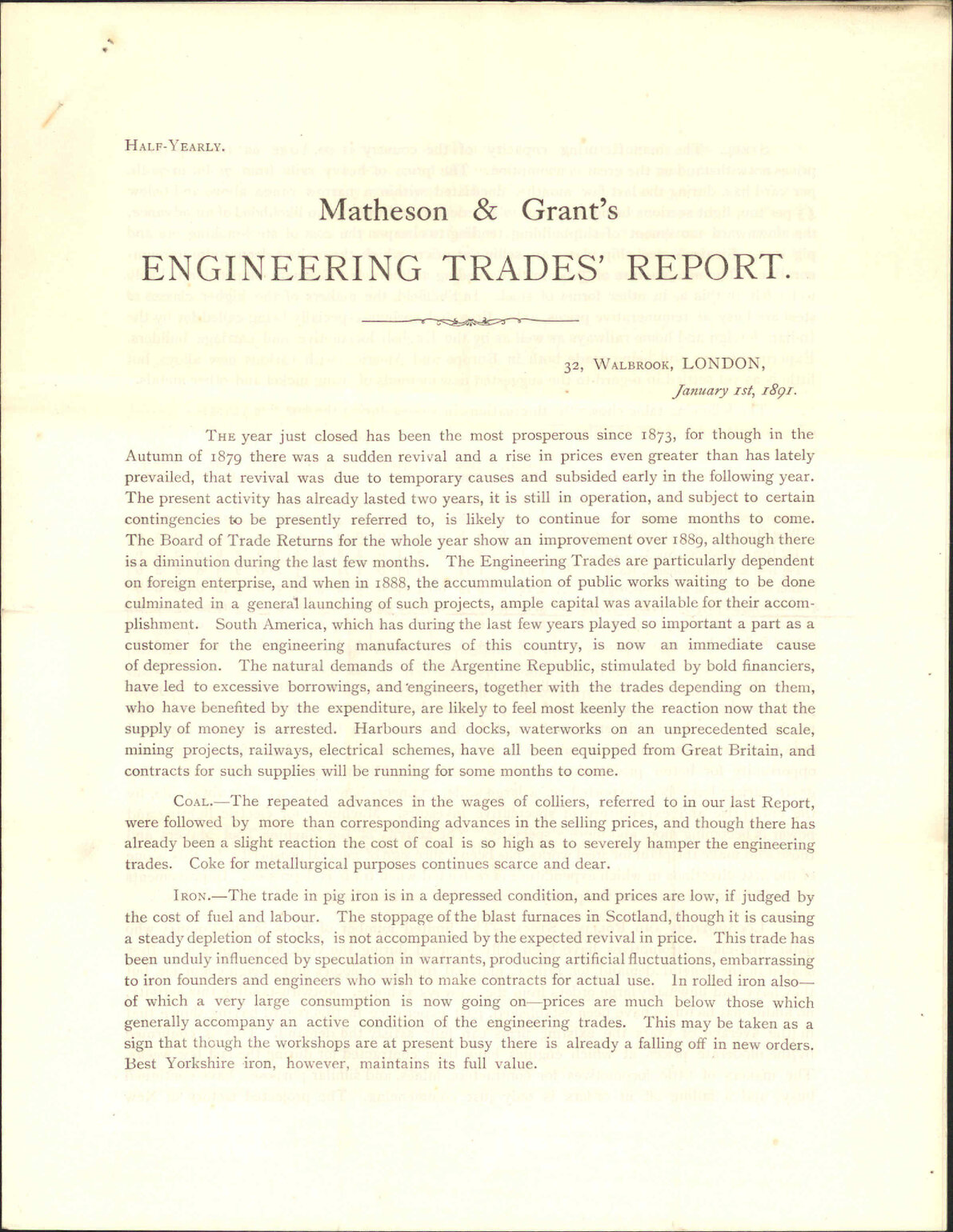 Trade circular - Matheson and Grant