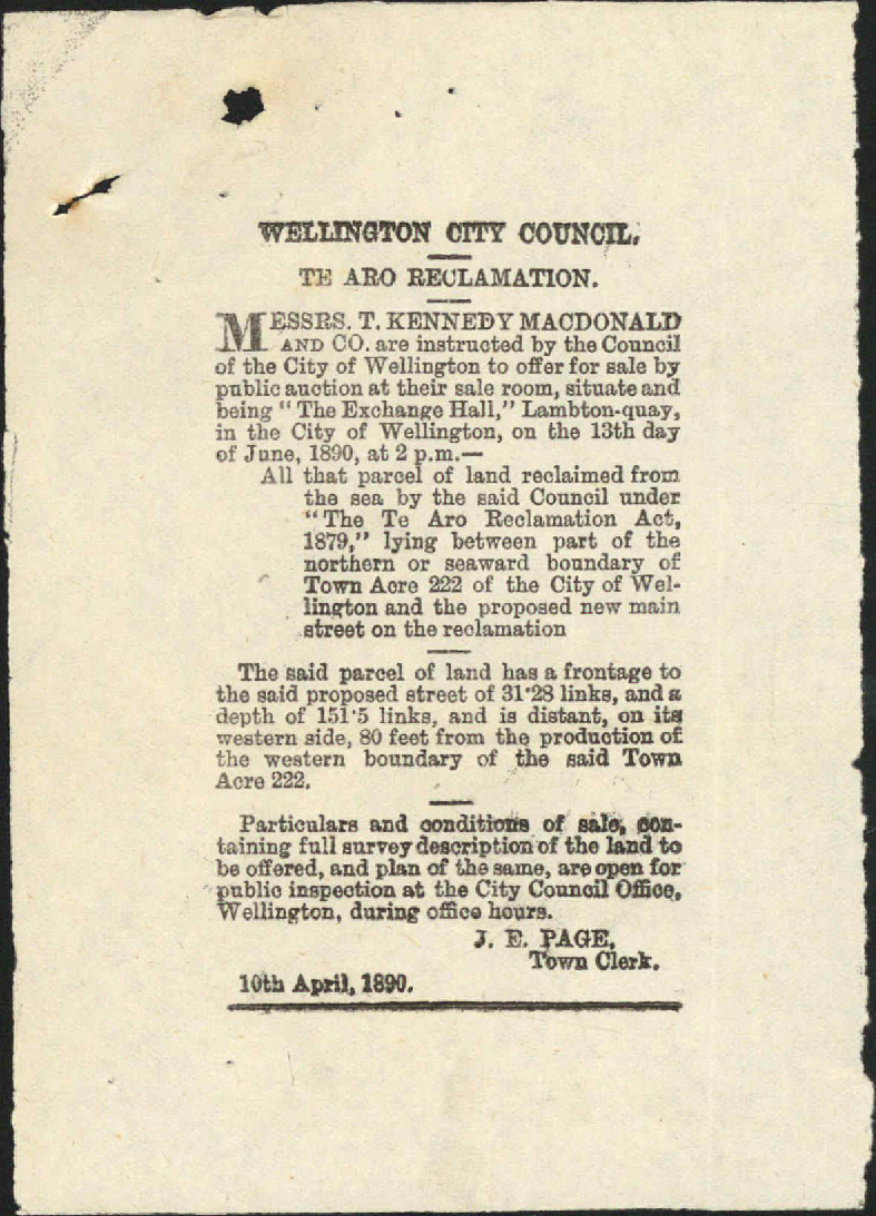 Sale of land at back of Grainger Street - J K MacDonald and co