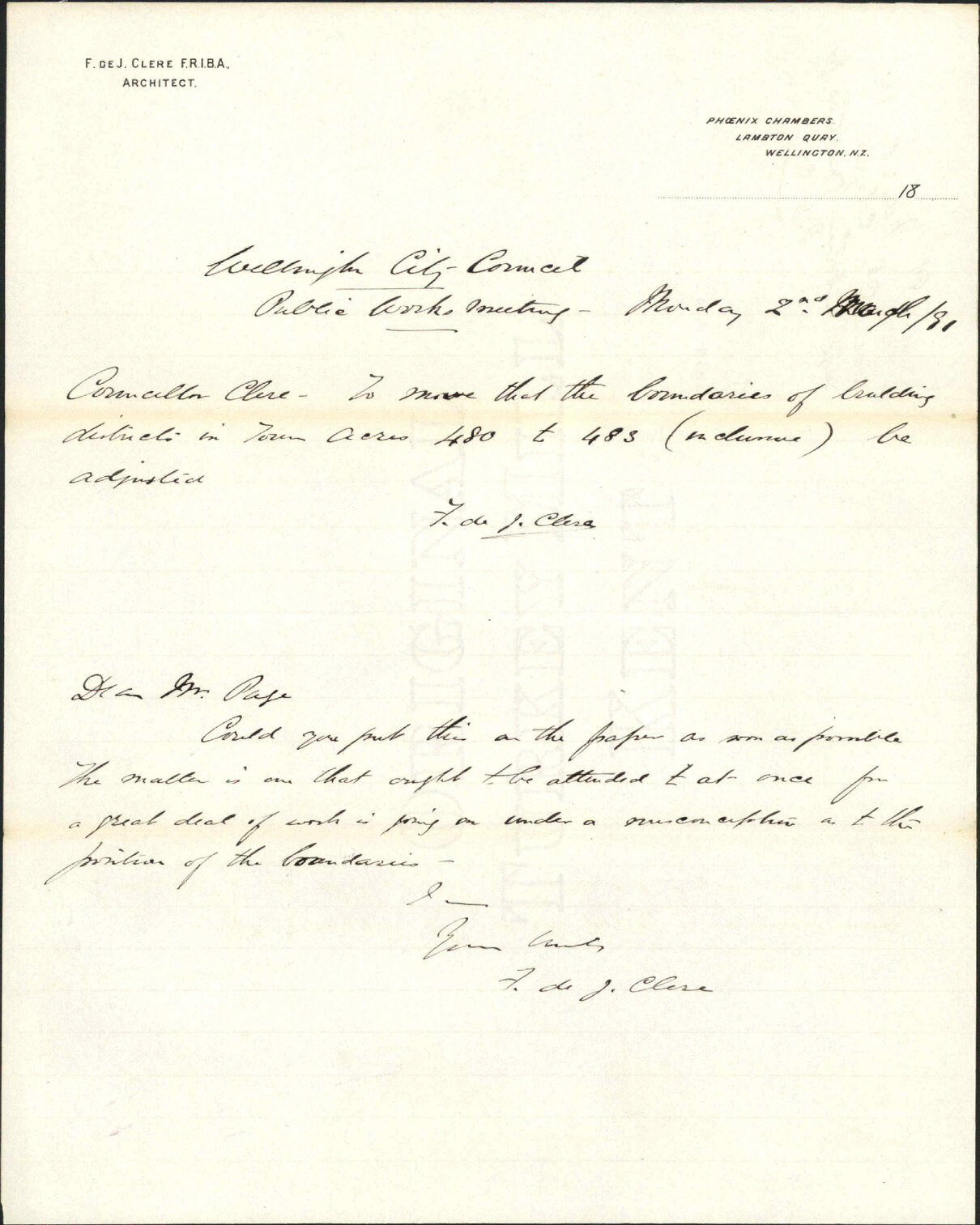Notice of motion for P W C - F Clere