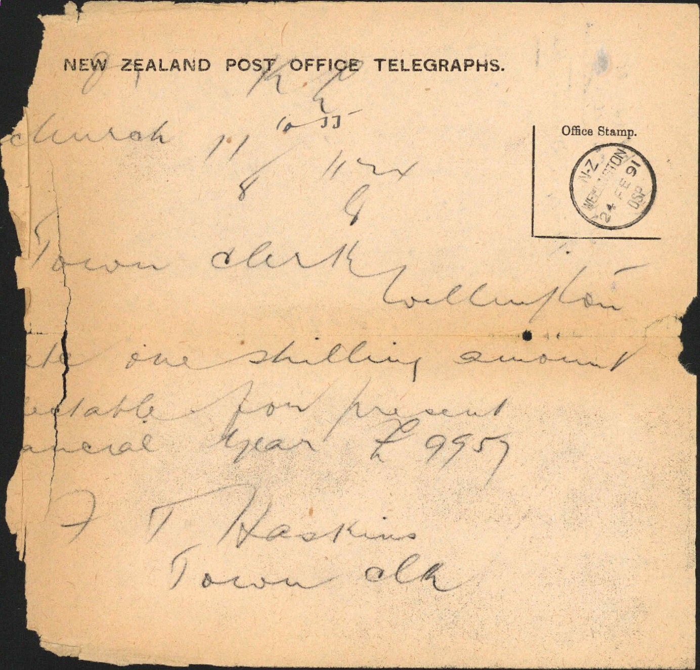 Reply regarding drainage rate - Town Clerk, Christchurch