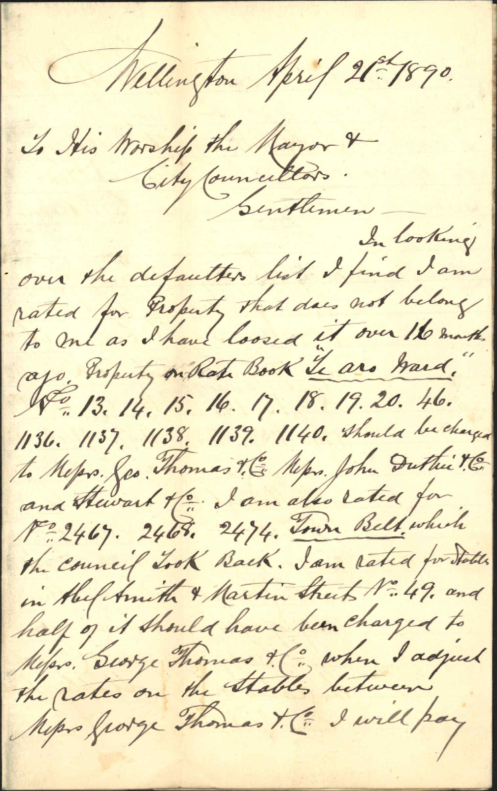 His account for rates - R Somerville