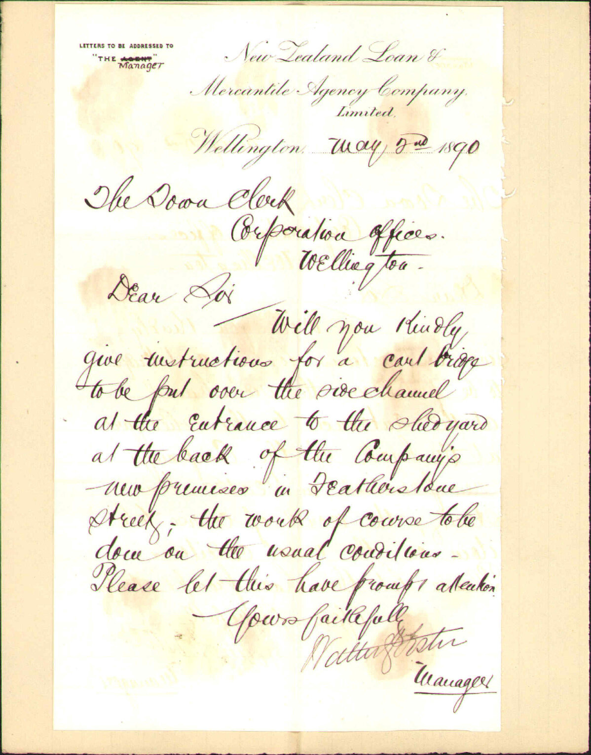 Asking for bridge box - New Zealand Loan and Mercantile Agency Company