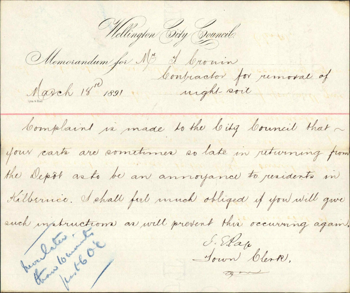 Reply regarding complaint of Melrose Borough Council - J Cronin