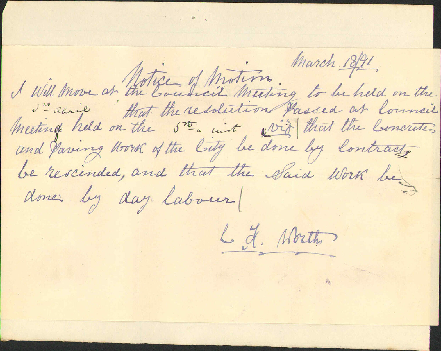 Notice of motion - Councillor North