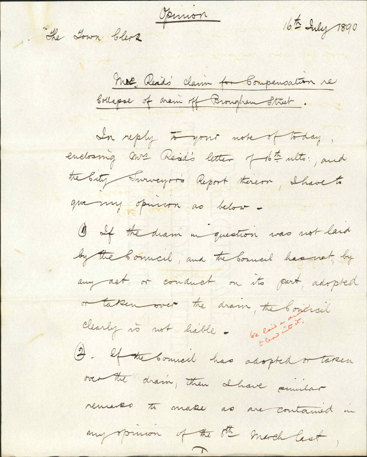 Asking compensation for injury to furniture etc - Mrs Read