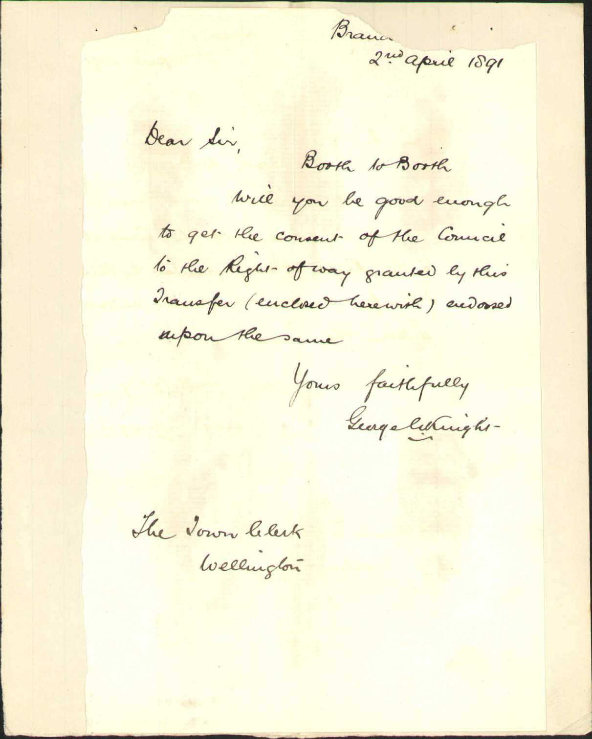Asking consent to right of way - F C Knight