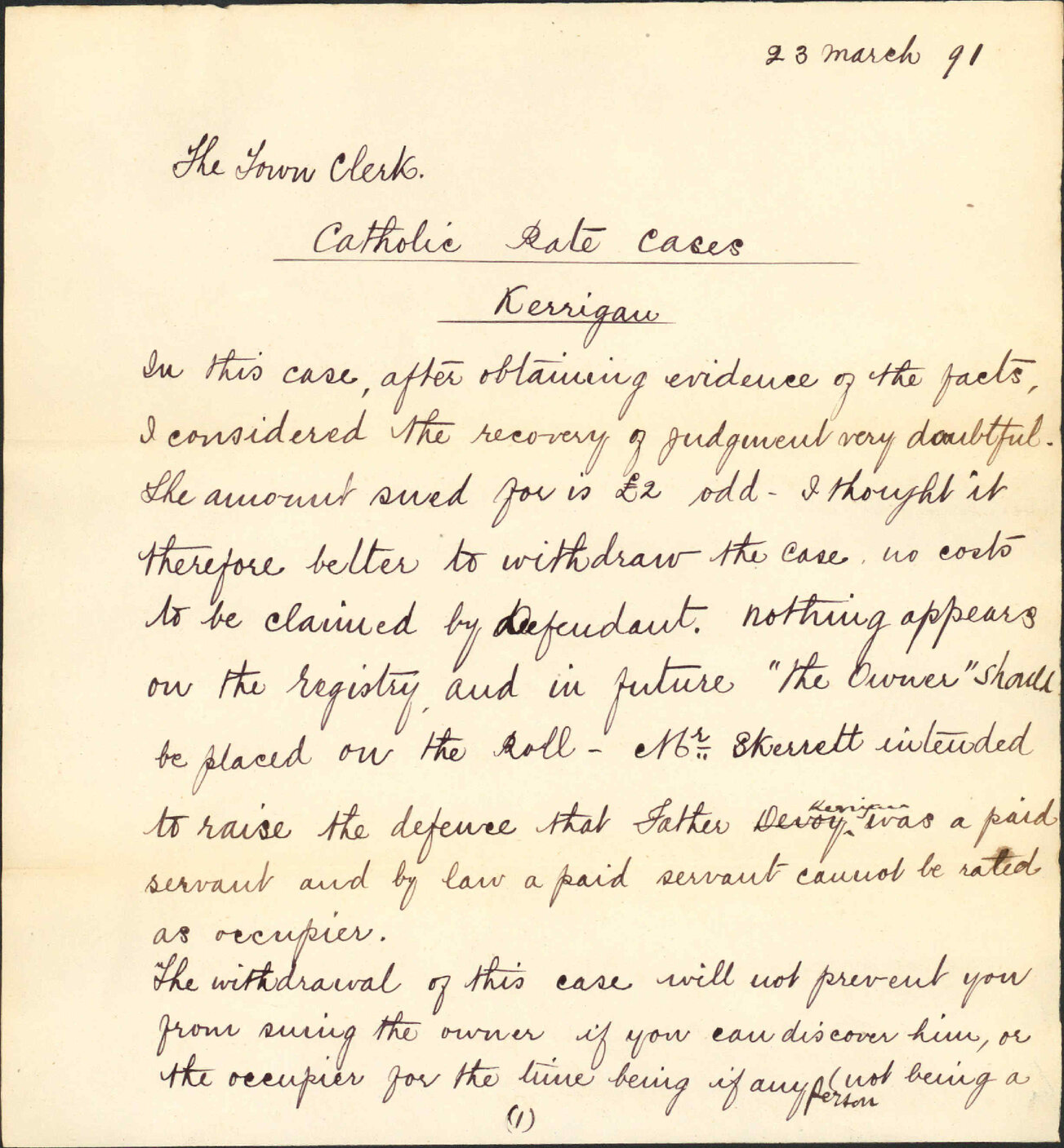 Rates on Mount Street orphanage - City Solicitor